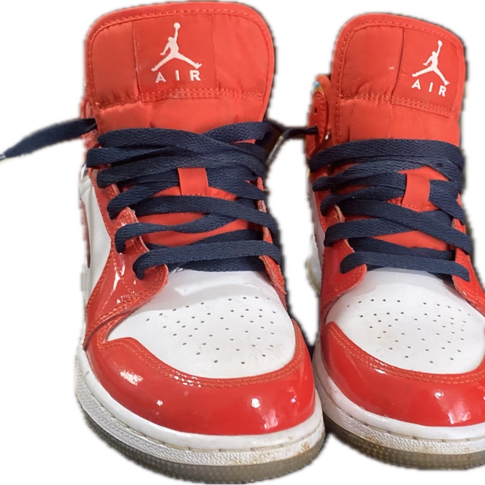 Air Jordan Red and White High-Top Sneakers